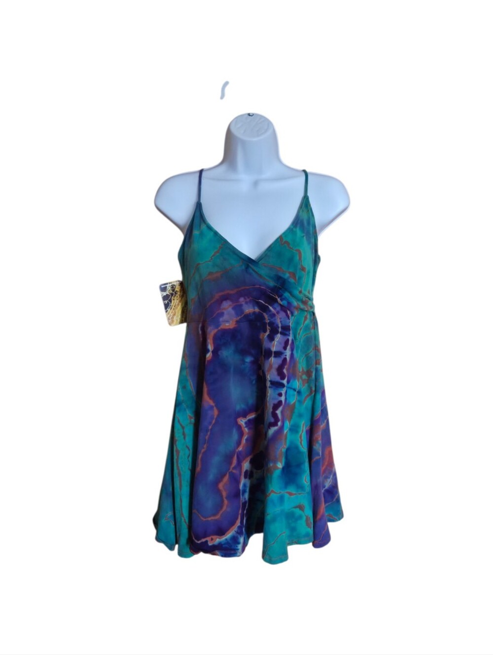 Tie Dye Mini Tank Top Dress KATYA MOON DYES Sz M Festival Beach Fairy